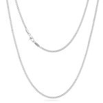 KRKC&CO Men’s Chain Necklace, Stainless Steel Cuban Link Chains 2mm, Anti-Tarnish Nickel-Free Flat-Cut, Thin Silver Chain for Man Unisex (2mm-Stainless Steel, 22)