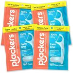 Plackers Twin-Line Dental Flossers, Advanced Whitening and Dual Action Flossing System, Easy Storage, Super Tuffloss, 2X The Clean, Cool Mint Flavor, 600 Count (Pack of 4)