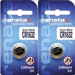 Renata 2 Pieces of Cr1632 3V Lithium Battery Coin Cell (Blister Pack)