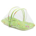 LuvLap Baby Bed with Thick Mattress, Mosquito Net with Zip Closure & Neck Pillow, Day_bed Baby Bedding for New Born, 0M+, Dino Print, Baby Sleeping Bed of 78X45X40Cm Size (Multicolour), Cotton