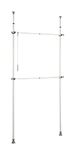 WENKO 50610100 Telescopic clothes rack system Herkules Basic - adjustable organisation system, coat rack system, Steel, 75-120 x 165-300 x 11 cm, White