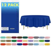 ZIMPLEWARE Premium Blue Plastic Table Cloth Disposable (12 Pack) Round Tablecloth (84in) Party Table Cloths Disposable, Perfect Table Cloth Round Cover for Any Table Up to 6 Feet