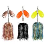 QualyQualy Fishing Spinner Bait 3pcs, Musky Bucktail Spinnerbait with Double Blades for Pike, Bass, and Trout,Multiple Color Fishing Lures for Freshwater Saltwater (Mixcolor 02-3pcs)