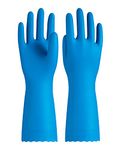 PACIFIC PPE Reusable Dishwashing Cleaning Rubber Gloves, Dish Washing Gloves with Flocked Cotton Liner, Kitchen Gloves, Latex Free, Blue, Large