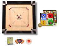 WRF Superior Matte Finish Practice Carrom Board for Serious Professional Practice with Coins Striker and Powder Black New (35 Inch with Ludo WR-1)