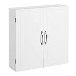 VASAGLE Bathroom Wall Cabinet, Wall-Mounted Bathroom Storage Cabinet, 18 x 60 x 60 cm, Medicine Cabinet with Adjustable Shelves, Cloud White BBC320W01