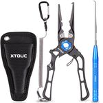 XTOUC Saltwater Fishing Pliers Titanium Alloy Jaw, Fish Hook Quick Removal, Fishing Accessories and Equipment, Split Ring Tools, Fishing Tackle Kit, Fishing Gear for Gift