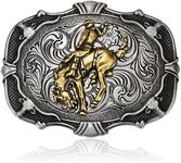 BBOTEN Western Belt Buckle Short, Horn Longhorn Bull, Boots, Horse Belt Buckles for women and men - Belt Buckles Men, Grey, Small