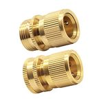 Tesmotor Garden Hose 3/4 inch Female & Male Quick Connector, Water Hose End Brass Connector Fitting（1 pair）