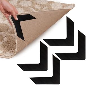 NeverCurl Best V Shape Design Rug Corner Gripper to Instantly Stops Corner Curling - Safe for Wood Floors - For Indoor & Outdoor Rugs - Carpet / Rug Tape - Not An Anti-Slip Pad - Rug Grip