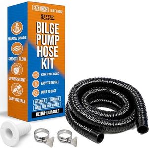 Bilge Pump Hose Kit, Includes 6.5 Ft Hose, Thru Hull Discharge Outlet Fitting, and Adapter, Compatible with 3/4 Inch or 1 1/8 Inch Bilge Pump, Ideal for Boats and Jet Skis
