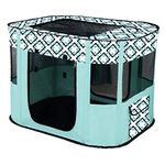 Floving Portable Doghouse Pet fence Foldable Pet playpen Rectangle Delivery Room Cat Nest Cat den Cat hut Puppy house Kennel Closed Pets Tent with carry bag (L/90 * 70cm, Mint Blue)