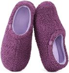 HomeTop Women's Fuzzy Curly Fur Memory Foam Loafer Slippers Bedroom House Shoes with Polar Fleece Lining (5-6 US,Chic Purple Lilac)