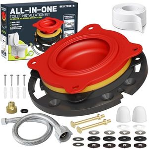 boeemi TF03-RI Toilet Flange Repair Kit with Water Supply Hose – Dual Sealing Elastic Wax System, 3”/4” Universal Flange Ring, Leak-Proof All-in-One Toilet Installation Kit