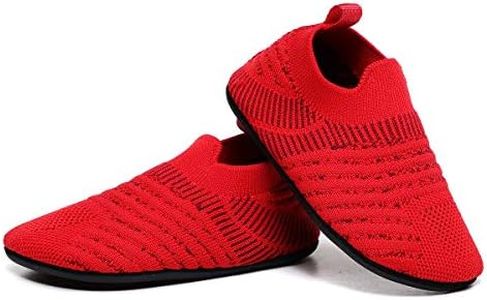 ditont Toddler Boys Girls Indoor House Slippers Lightweight Kids Baby Non-Slip First Walking Home Socks Shoes, Red20003, 3.5-4.5 Toddler