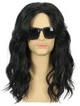 Karlery California 80s Rocker Wig Men Women Long Curly Black Halloween Costume Anime Wig