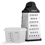 Lantana Cheese Grater with Container – Hand held Grater/Slicer/Zester. 6 Essential Kitchen Functions for Coarse, Medium, Fine, Micro-Grating/Zesting/Slicing. Includes Fitted Measuring Container & Lid