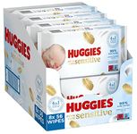 Huggies Sensitive Pure Extra Care, Baby Wipes - Box with 8 Packs (448 Wipes Total) - 99 Percent Pure Water Wet Wipes - Fragrance Free to Clean and Protect Sensitive Skin