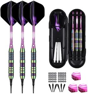 sanfeng Darts Plastic Tip Set Rainbow Color 21g for Electronic Dart Board with 50 Rubber O-Rings 6 Shafts Extra 50 Replacement Soft Tips Accessories