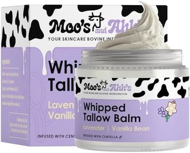 MOO'S AND AHH'S Whipped Tallow Balm - Beef Tallow for Skin with Organic Centella and Olive Squalane | Grass-Fed Beef Tallow Face & Body Moisturizer for Dry Skin (2 Oz, Lavender + Vanilla Bean)