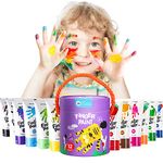 Jar Melo Safe Finger Paints for Toddlers, 12 Colors Large Capacity (2.1fl oz), Non Toxic Washable Fingerpaint Set, Kids Art Painting Supplies, Gift for Kids Age 2+