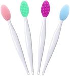 Lip Brush Tool,Double-Sided Silicone Exfoliating Lip Brush (4 Colors)