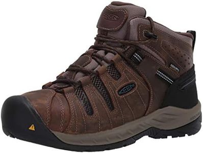 KEEN Utility Men's Flint 2 Mid Steel Toe Waterproof Non Slip Work Boot, Cascade Brown/Orion Blue, 7.5