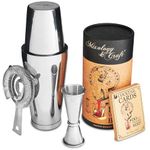 Boston Cocktail Shaker Set: Professional Weighted Bar Shaker with Hawthorne Strainer and Japanese Jigger - Perfect Home Bartender Kit for an Awesome Drink Mixing Experience - Exclusive Recipes Bonus