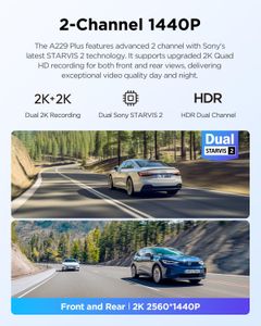 VIOFO A229 Plus Dual 2K Dash Cam – Front and Rear Car Camera