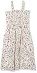 Speechless Girls' Sleeveless Smocked Bodice Dress Casual, White/Orange, 7