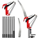 Walensee Telescopic Tree Pruner 2-in-1 Long Reach Loppers & Saw, 3 M Extendable Pole Tree Trimmer with Steel Blade, Branch Cutter, Lightweight High-Strength Handles for Easy Garden Tree Care, Red