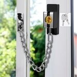 Door Chain Lock Heavy Duty, Security Heavy Duty Chain Door Latch for Front Door Inside Door with Key, Door Lock for Child, Puertas, Hotel, Bedroom,Window (Sliver Chain,1 Piece)