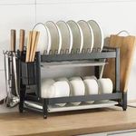 Scizor 2 Tier Dish Drainer Rack Rustproof Dish Drying Rack Dish Rack with Drainboard Large Capacity Draining Board Rack for Kitchen Countertop (SC-04)