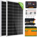 ECO-WORTHY 200 Watt 12V Complete Solar Panel Starter Kit for RV Off Grid with Battery and Inverter: 200W Solar Panels+30A Charge Controller+50Ah Lithium Battery+600W Solar Power Inverter