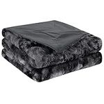 PiccoCasa Soft Faux Fur Blanket Throw Size - Reversible Tie-dye Luxury Shaggy Throw Blanket for Sofa, Couch and Bed - Plush Fluffy Fleece Blankets As Gifts 50 x 60 Inch Gunmetal