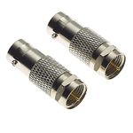 BNC Socket To F Type Plug Adaptor - 75 Ohm Nickel Plated Brass Body RF Coax Connector Male Female Adapter For RF Radio Antenna And Video Applications Coaxial Coupler Converter - Pack Of 2