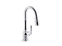 KOHLER Artifacts Single-Hole Kitchen Sink Faucet with 16" Pull-Down spout and Turned Lever Handle, DockNetik Magnetic Docking System, and 3-Function sprayhead Featuring Sweep and BerrySoft Spray