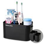 Acrylicc Toothbrush Holders for Bathrooms, Electric Toothbrush and Toothpaste Holder with Draining Tray, 9 Slots Tooth Brushing Holder for Bathroom Countertop Organizer and Storage, Black