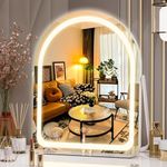 Hasipu Vanity Mirror with Lights, 11"× 14" Arched LED Makeup Mirror, Lighted Makeup Mirror with Lights, Smart Touch Control Dimmable 3 Modes Light 360°Rotation White