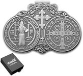 Anwlki St Benedict Medal for Car Saint Benedict Visor Clip Accessories Bless Driving Safety Religious Gift for Parent, Family, Friend, Driver (1)