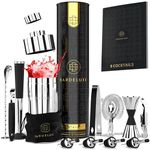 BarDeluxe® Cocktail Shaker Set, 12 Pieces | Cocktail Making Kit, Cocktail Set, Cocktail Kit | 750 ml Cocktail Shaker, Bartender Kit | Bar Kit with 12 Bar Tools, Cocktail Gift Set, Recipe Book (Silver)