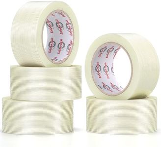 Ealyder Tape 5 Pack Transparent Reinforced Fiberglass Tape – 2 Inch x 30 Yards, 5.5 Mil Filament Strapping Tape, Adhesive Heavy Duty