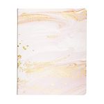 Eccolo Large Lined Journal Notebook, Hardbound Cover, Writing Journal, 256 Ruled White Pages, Ribbon Bookmark, Lay Flat, Desk Size for Work or School, Gold Foil Marble (Pink, 8x10 inches)