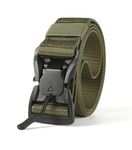 JETTREAM Nylon Tactical Belt, Military Style Webbing with Quick-Release alloy magnetic Buckle belt for men (Green)