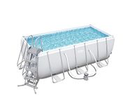 Bestway Rectangular Steel Pro Frame Set Above Ground Swimming Pool, Grey, 13.6Ft