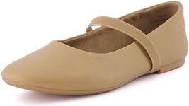 CUSHIONAIRE Women's Gigi Mary Jane Flat with +Memory Foam and Wide Widths Available, Tan, 7