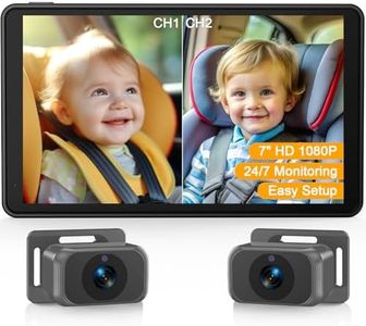 Baby Car Camera for 2 Kids - 7-Inch Split-Screen Monitor, Dual HD 1080P Cameras, Night Vision, 360° Rotatable, Easy Install Backseat Camera for Safety & Convenience - Perfect for Twins or Siblings