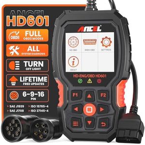 ANCEL HD601 Heavy Duty Truck Scanner, 2-in-1 Truck & Car Check Engine Code Reader, All System Diesel Diagnostic Scan Tool Fit for Cummins, International, Kenworth, Detroit, Paccar