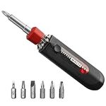 6-in-1 Screwdriver with Multi Bit Autoloading Barrel, Ergonomic Handle with Rotating Collar, Includes 6 High Grade Bits Multi-bit Screwdriver, 6-in-1 Tool for Home, Car, Boat, RV