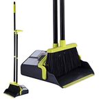 Long Handle Broom and Dustpan Set Broom Set Cleaning Supplies Upright Dust Pan Combo for Home Kitchen Office Lobby Floor Indoor Outdoor Dustpan Broom Set